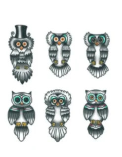 Tattooed Now! Temporary Tattoo - Finger Owls