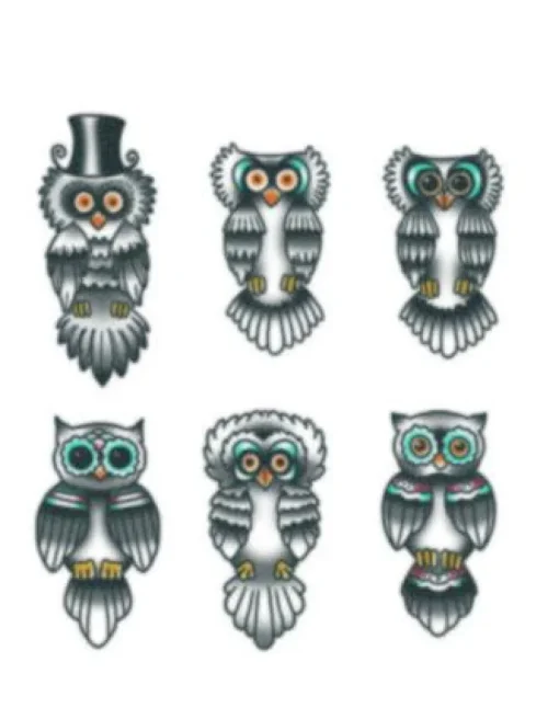 Tattooed Now! Temporary Tattoo - Finger Owls